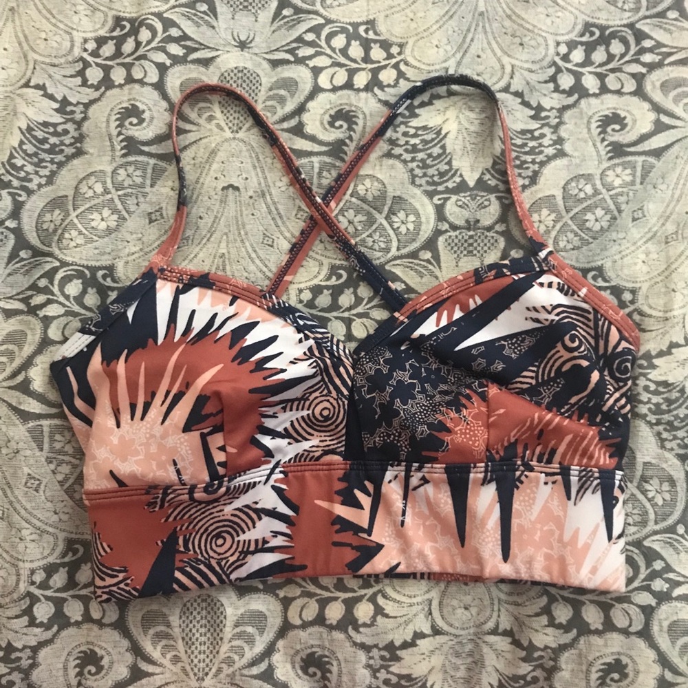JoyLab Coral Black Printed Strappy Sports Bra